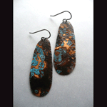 Hand cut and hammered patinaed copper earrings
